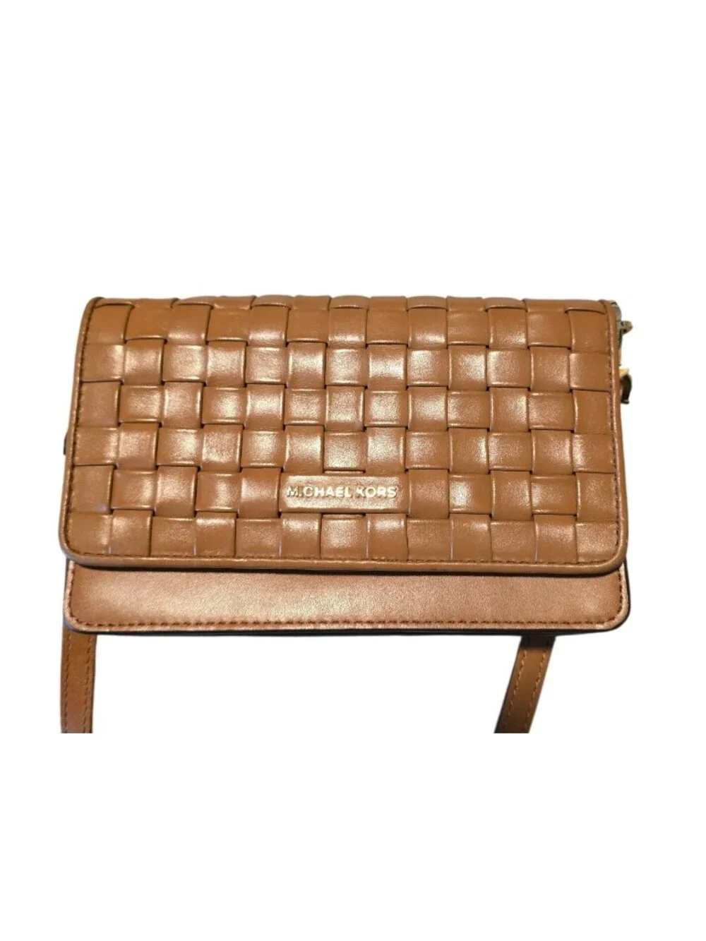 Michael Kors Woven Crossbody Leather Bag With Adjustable Strap